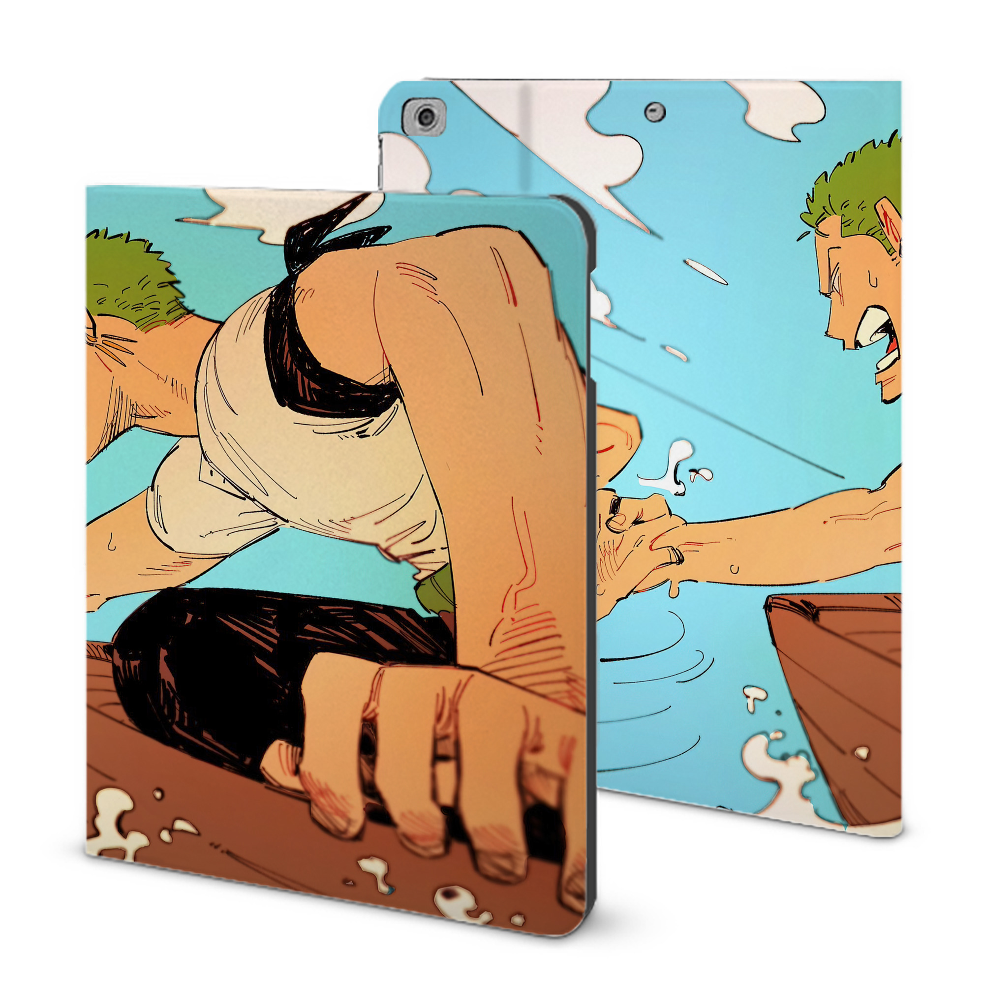 ワンピース ONE PIECE IPad ケース ブック型 PUレザー TPU 耐衝撃 軽量 薄型 ペン収納なし 全面保護 IPad 各モデル対応